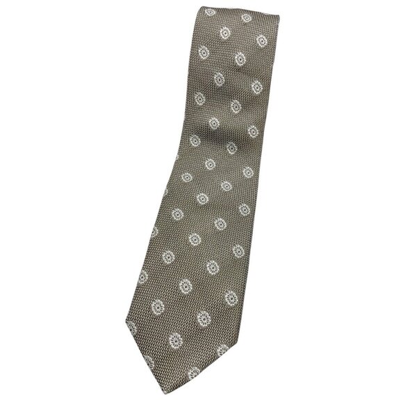 Ermenegildo Zegna Other - ERMENEGILDO ZEGNA COUTURE Men's Silk Tie LUXURY XL Beige Geometric W:3.6" EUC